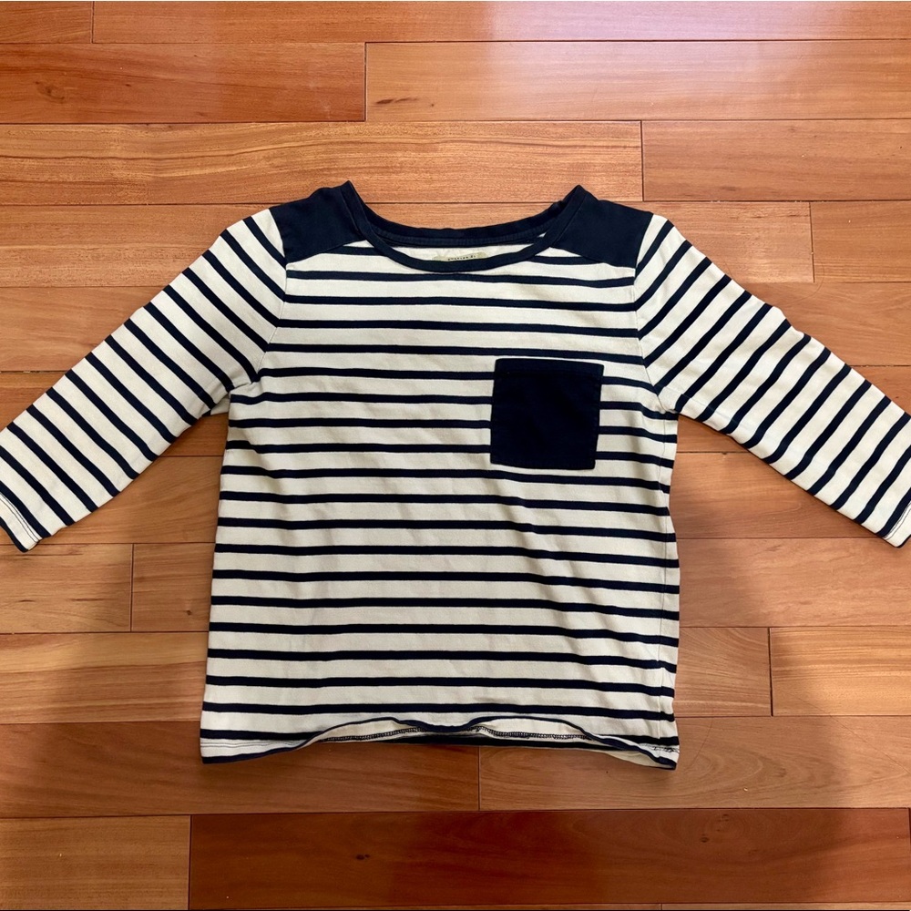 Black and White Striped Forever 21 Pocket Tee